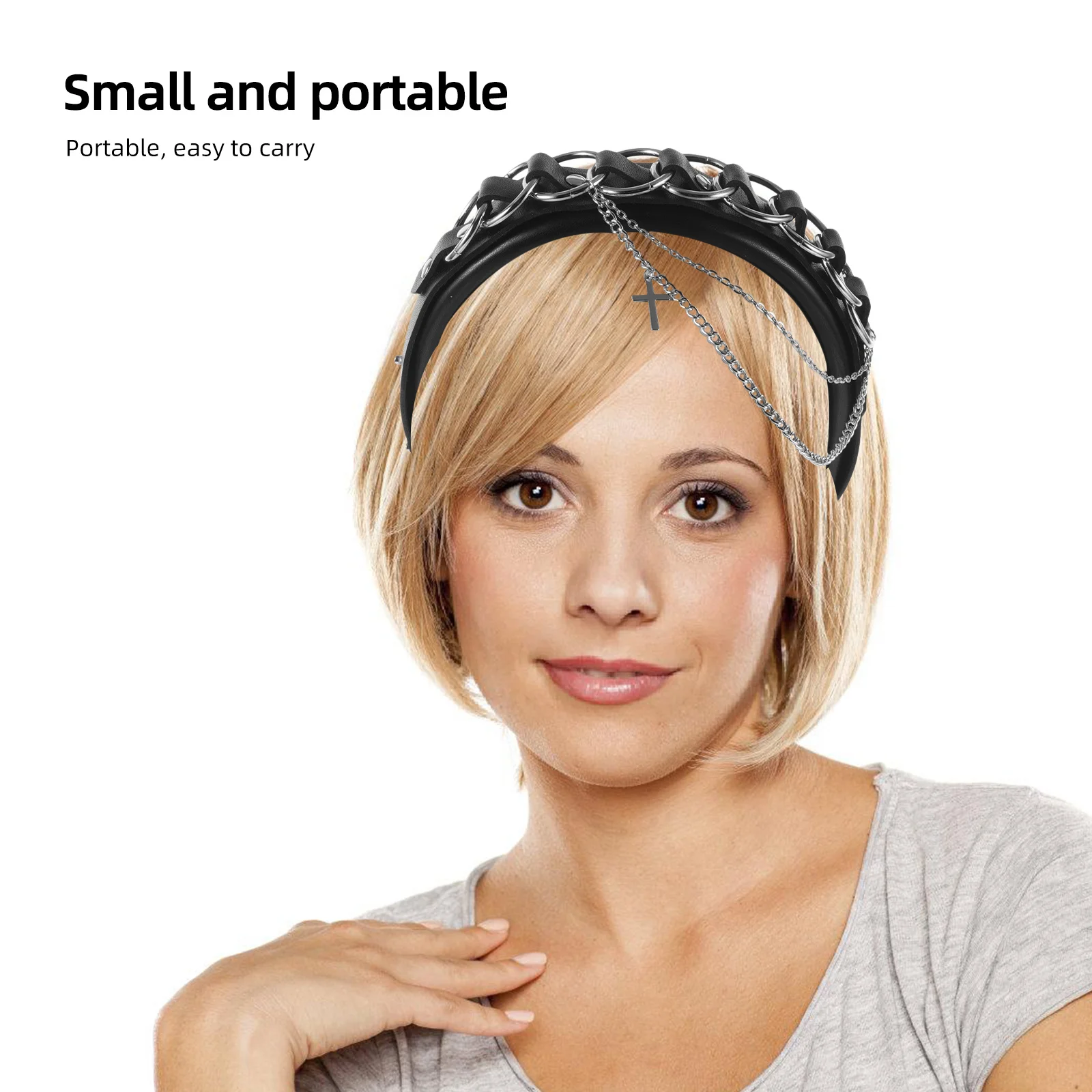 

Готический ободок для волос в стиле панк-лолита, ретро, с цепочками, готическое украшение для волос, ободок для женщин, нескользящий готический ободок