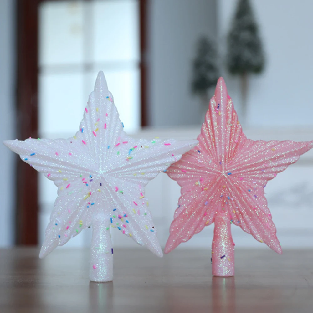 شجرة عيد الميلاد توبر الوردي شجرة عيد الميلاد نجمة شجرة عيد الميلاد زخرفة ملونة لحفلة عيد الميلاد الديكور الداخلي للمنزل