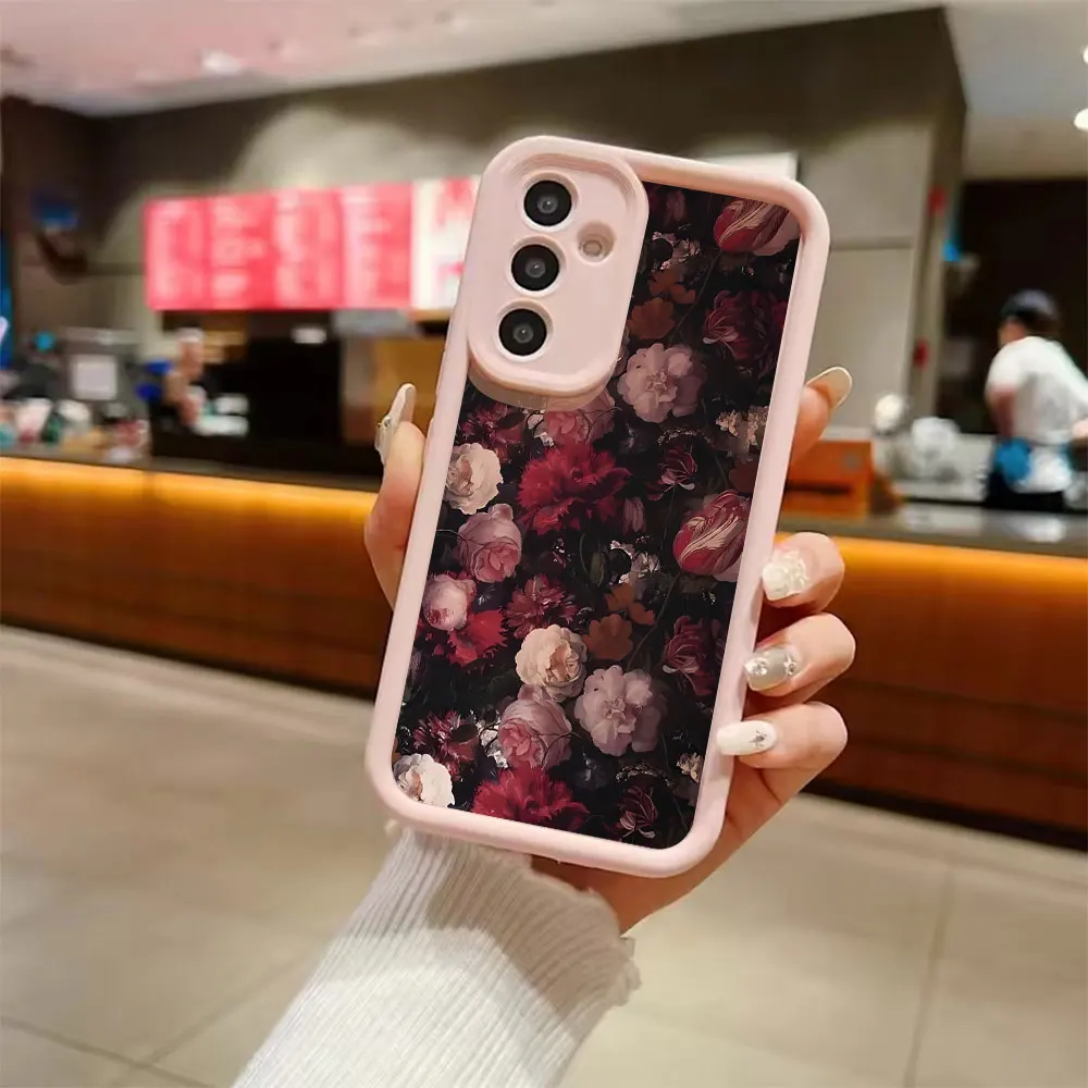 Wine Red Rose Pattern Phone Case For Samsung Galaxy A73 A72 A71 A56 A55 A54 A53 A52 A52s A50 A50s 5G 4G Silicon Anti-Drop Cover view 5