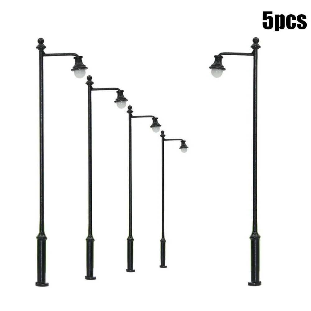 Model Building 5pcs Model Railway 1:87 Lamp Post Street Lights Coppery Column Model Lampposts OO HO Scale Parts LEDs 3.54 INsh