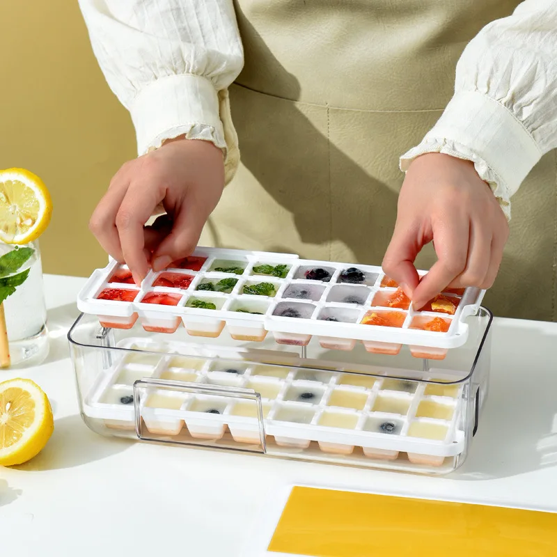 New pressing ice tray household ice cube mold easy to fall off ice storage ice box ice cube divine device silicone ice tray