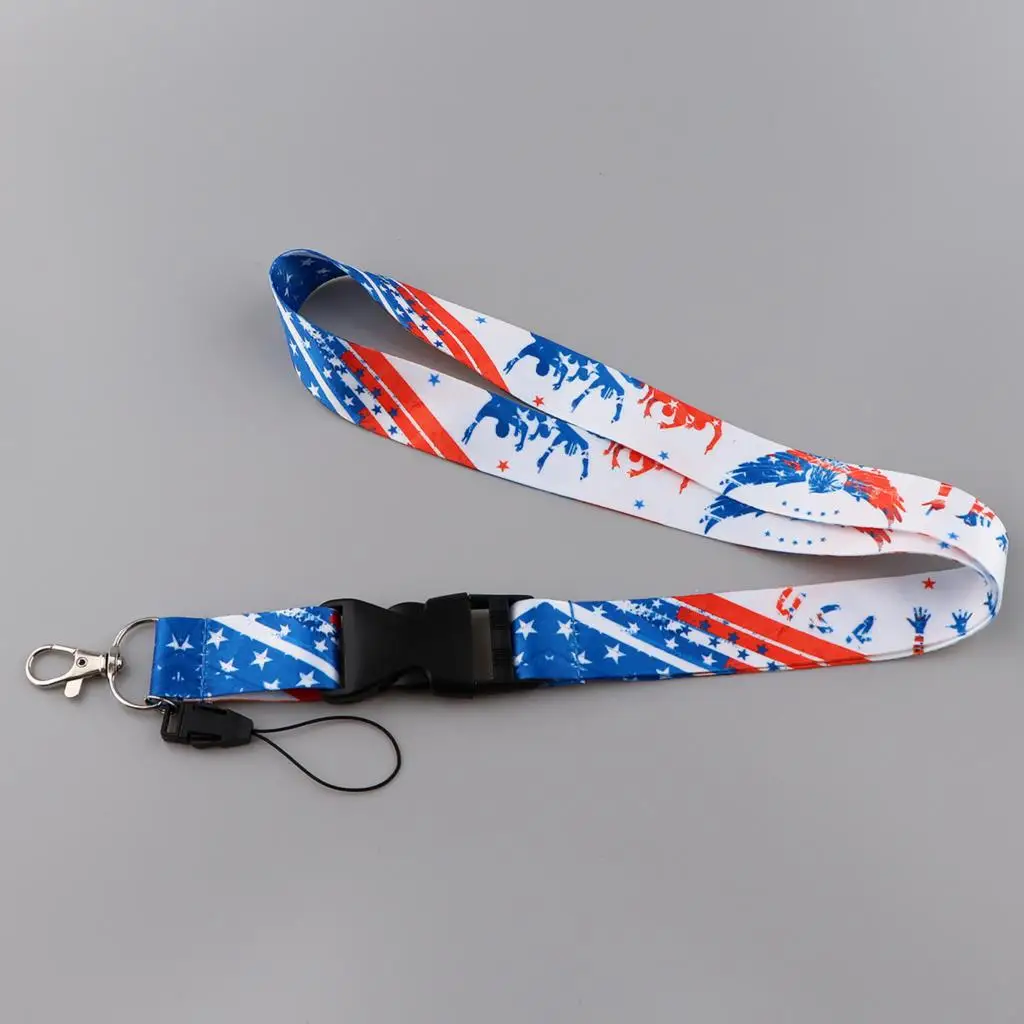 American Flag Lanyard for Key ID Card Gym Cell Phone Straps USB Badge Holder DIY Neck Strap Hang Rope Fashion Lanyard