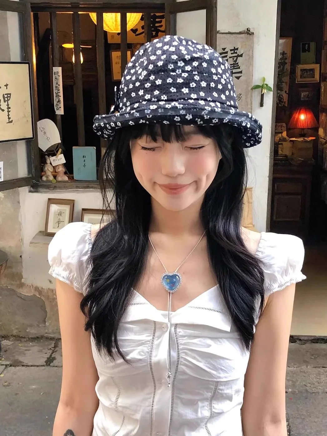 Cute Floral Bucket Hat Women's Summer Travel Sun Protection Face Slimming Fishing Cap round Top Large Brim Hat for Youth