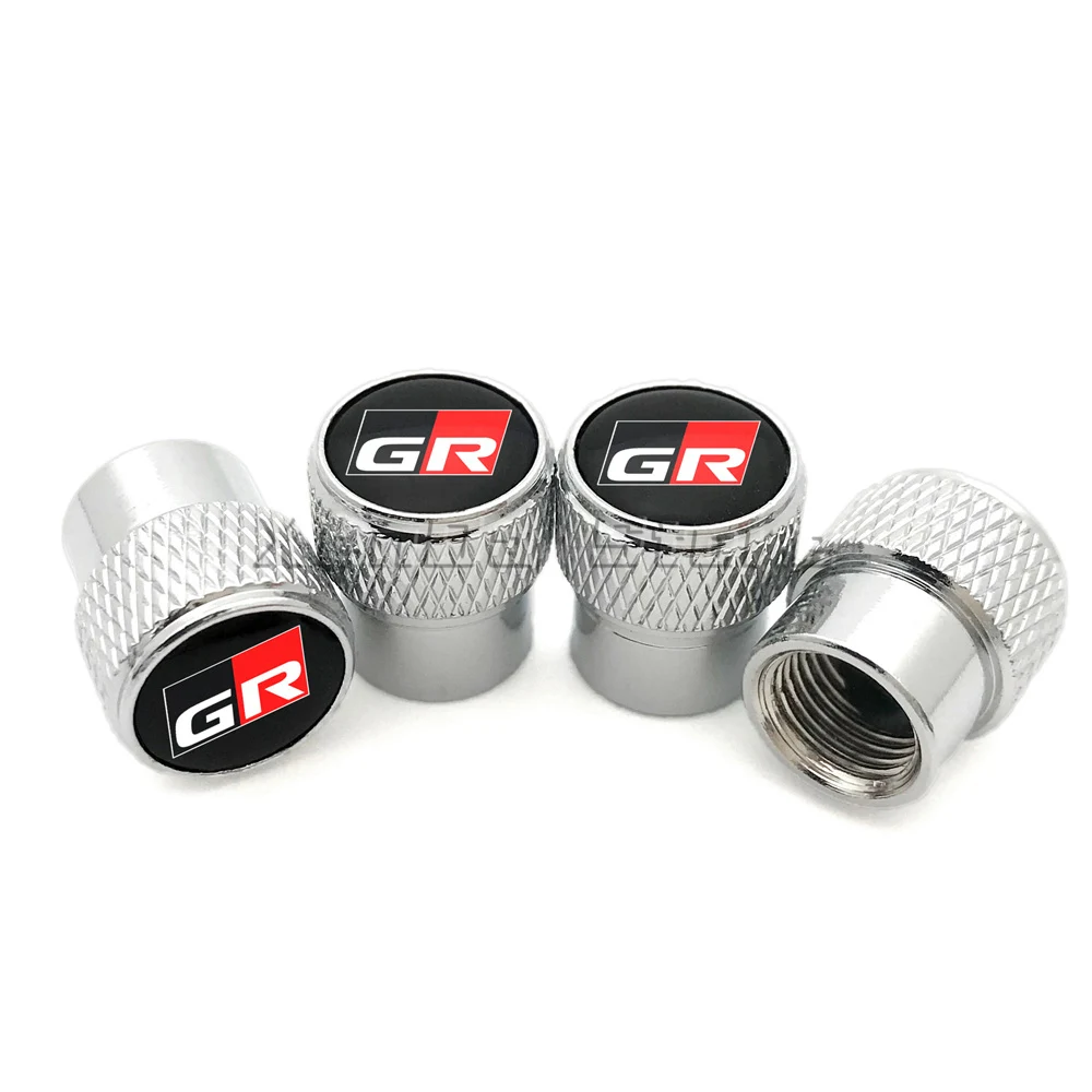 4Pcs Car Wheel Tire Valve Caps Air Stem For Toyota GR Sport Gazoo Racing Yaris 86 Corolla Hilux Supra C-HR Tyre Plug Accessories