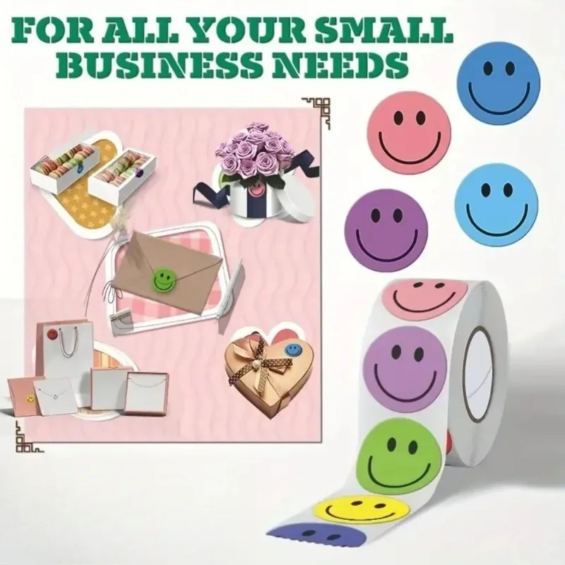 500pcs round Smiling Face Paper Stickers for Teachers Parents Classroom Learning Rewards Stationery Gift view 2