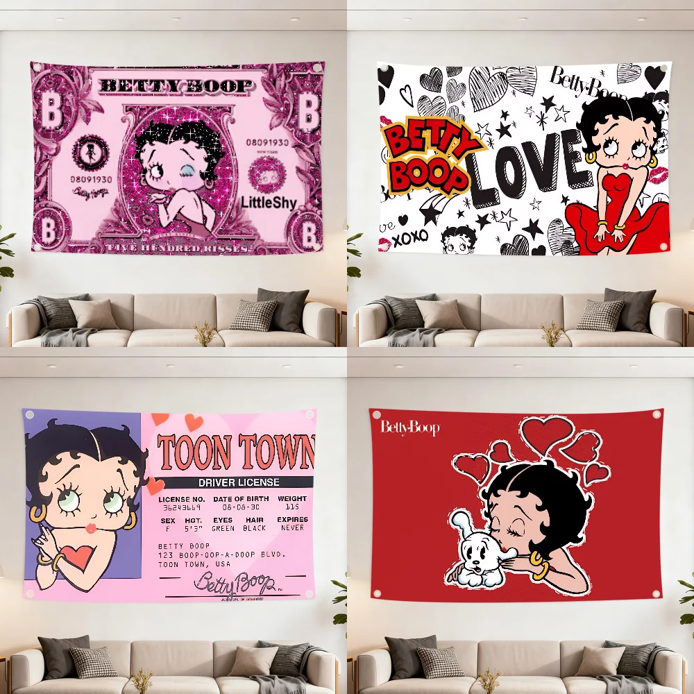 Cartoon B-Betty Cute B-Boop Flagge Dekoration Outdoor Picknick Party Kunst Hängende Heim-Camping-Partybanner Bestseller