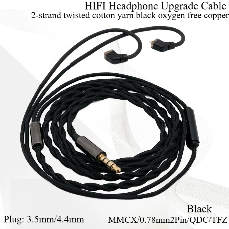 

HIFI Earphone Upgrade Cable IEM MMCX 0.78mm2Pin QDC TFZ Oxygen Free Copper Cotton Yarn Wired Earphone Twisted Band Microphone