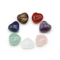 7pcs 15mm Natural Stone Crystal Agate Heart Aura Rune Yoga Stone Chakra Loose Beads for Jewelry Making Supplies DIY Accessories