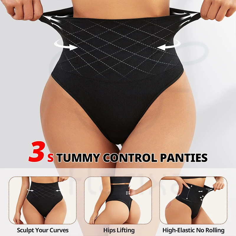 Flarixa 1PCS High Waist Thongs Seamless Shapewear Women Panties G-String Lingerie Tummy Control Shaping Girdle Shaper Underwear