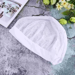 Exquisite Cotton Hat Useful Prevent Hair Loss Breathable Protector for Home Daily Use (Wide-brimmed and Elastic, White)