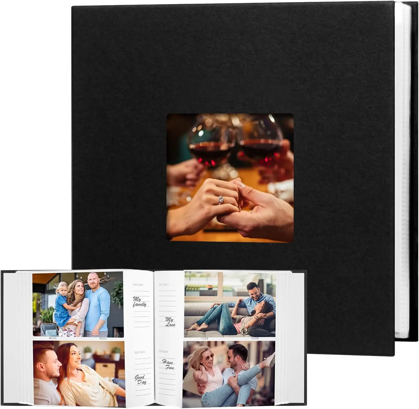 4x6 Photo Album Holds 240 Photos with Writing Space, Leather Cover Picture Book with Front Window for Family Wedding Baby Travel