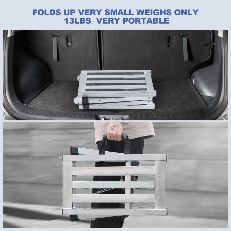 Adjustable Work Platform with 400 Lb Duty Rating, Steel Step Ladder, Portable Folding Scaffolding Platform for RV Cleaning