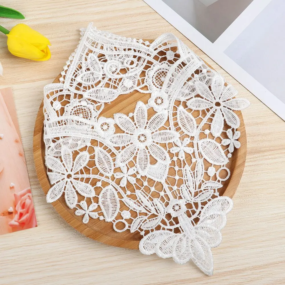 High Quality White Embroidered Lace Collar Neckline Applique Embroidery Sewing On Patches Sewing Lace Fabric Accessories