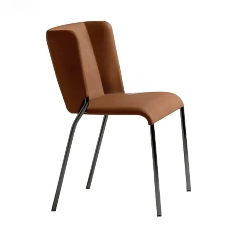 Dining Chair Simulation Leather Stainless Steel Feet Home Backrest Dining-Table Chair Leisure Chair