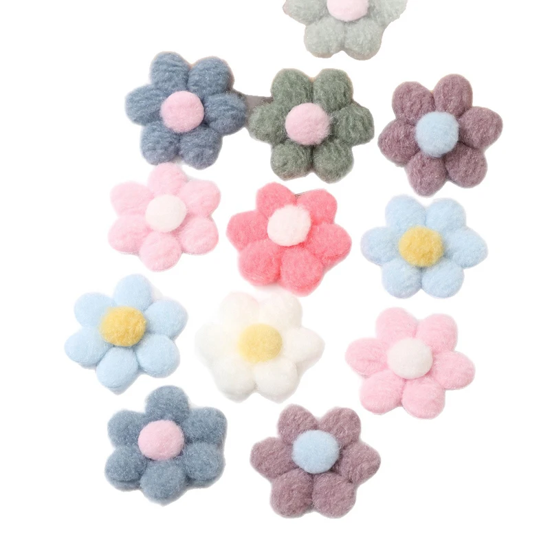 55MM 20PCS Plush Fabric Five Petal Flower Accessories Plush DIY Handmade Small Flower Shoe Flower Clothing Materials