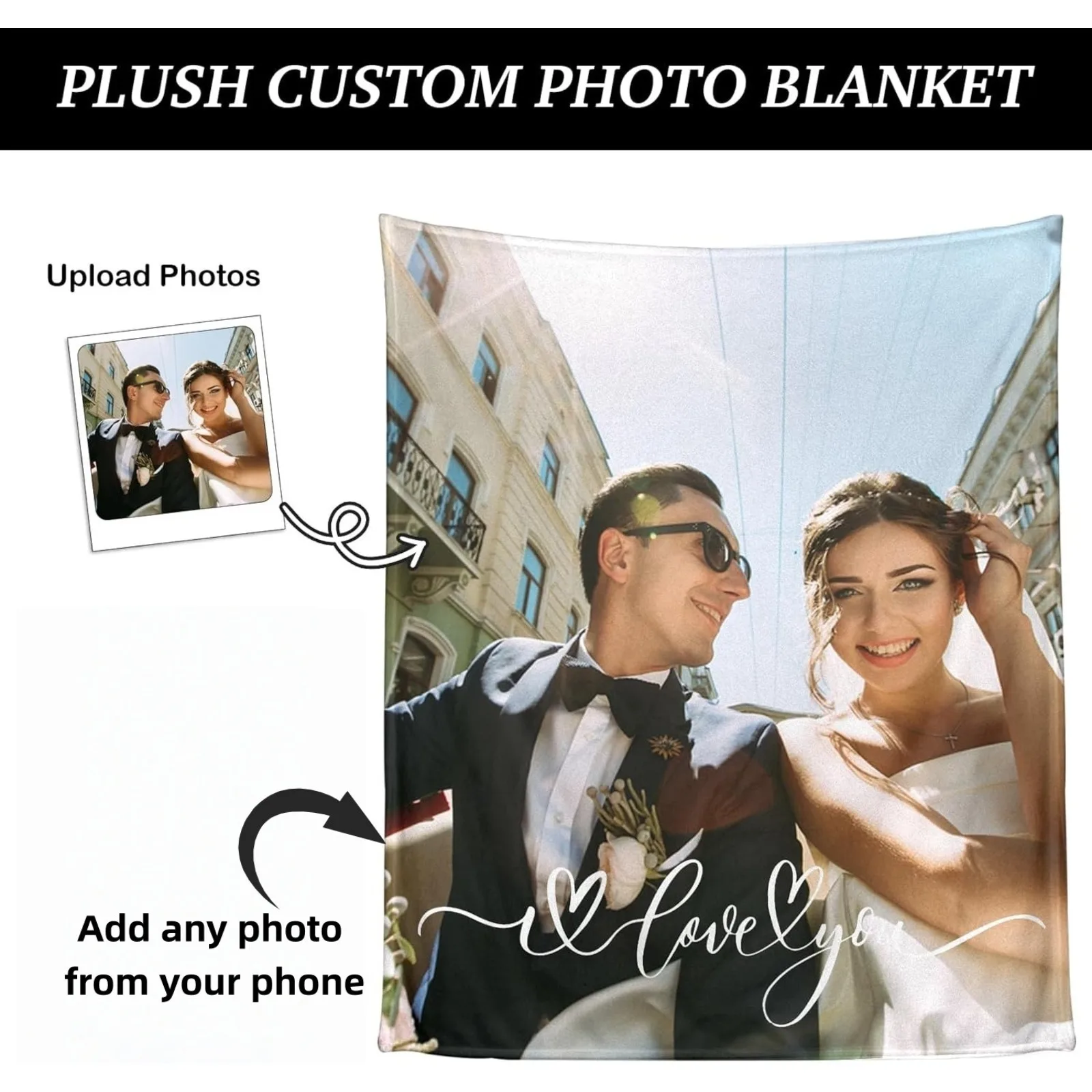 

Personalized Custom Photo Blanket（Any Photo of Your Phone）for Bed Sofa Decor