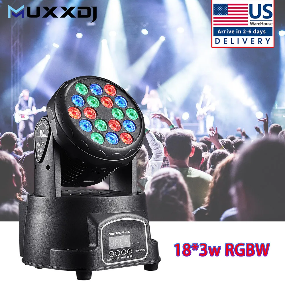 

MUXXDJ Moving Head Stage Light 18*3W Disco Lights DMX For Party Dance Birthday Wedding Christmas Effect Light