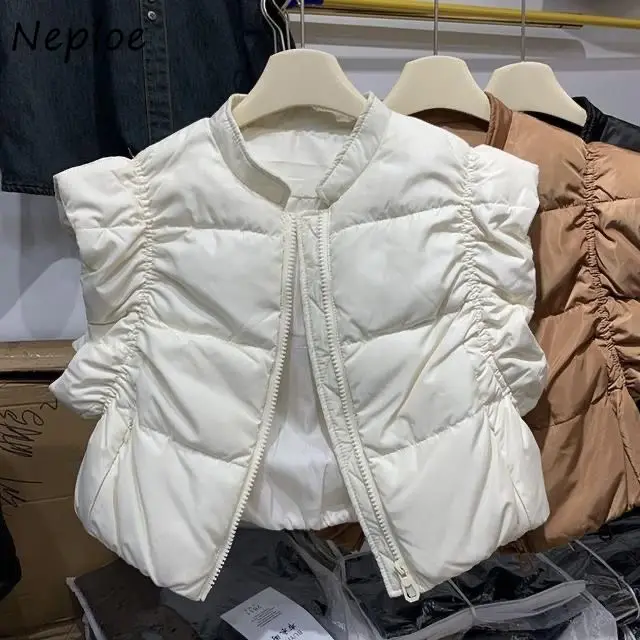 

Neploe Design Premium Personalized Moda Jacket Streetwear Small Fellow Down Women Clothing Short Loose Flying Sleeve Fresh Vests