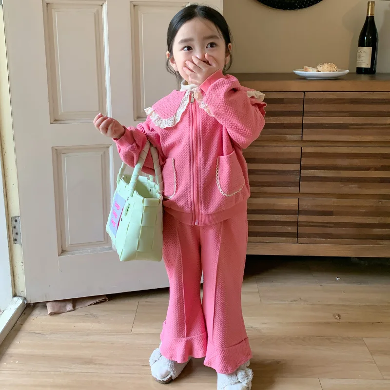 

Korean Girls' Outfit Spring and Autumn New Fashionable Children's Clothing Jacket and Pants Two-Piece Set for Baby Girls
