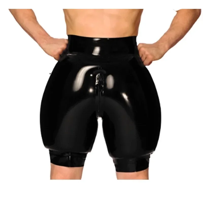 Men's Inflatable Latex Shorts Crotch Zipper Rubber Handmade Double Layer Underpants Men Boxer Shorts Briefs Underwear