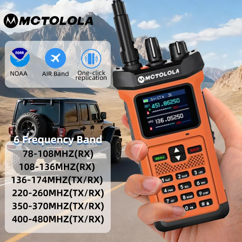 MOTOLOLA VHF UHF Dual Frequency 20W Outdoor High-Power Car Intercom Walkie Talkie Dual Frequency Amateur Radio Flashlight Revers