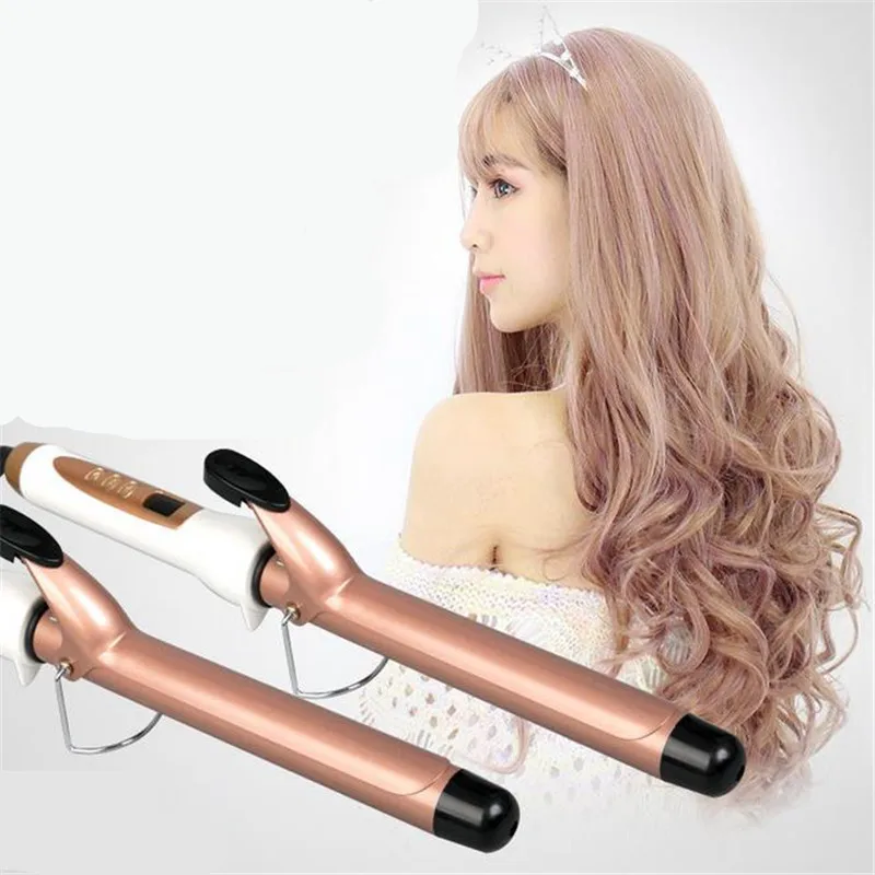 1PC Rose Gold LCD Display Hair Curler Electric Ceramic Curling Iron Roller Curls Wand Waver Hair Styling Tools Professional 2#