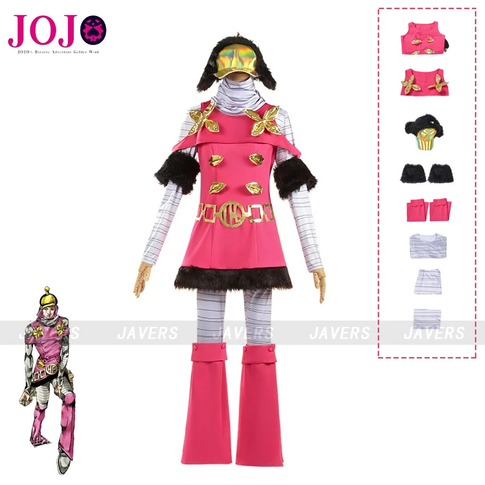 

Костюм для косплея по аниме «Невероятные приключения ДжоДжо»: розовое платье, топ, шорты, униформа, комплект для женщин и мужчин, карнавальный костюм для рождественской вечеринки