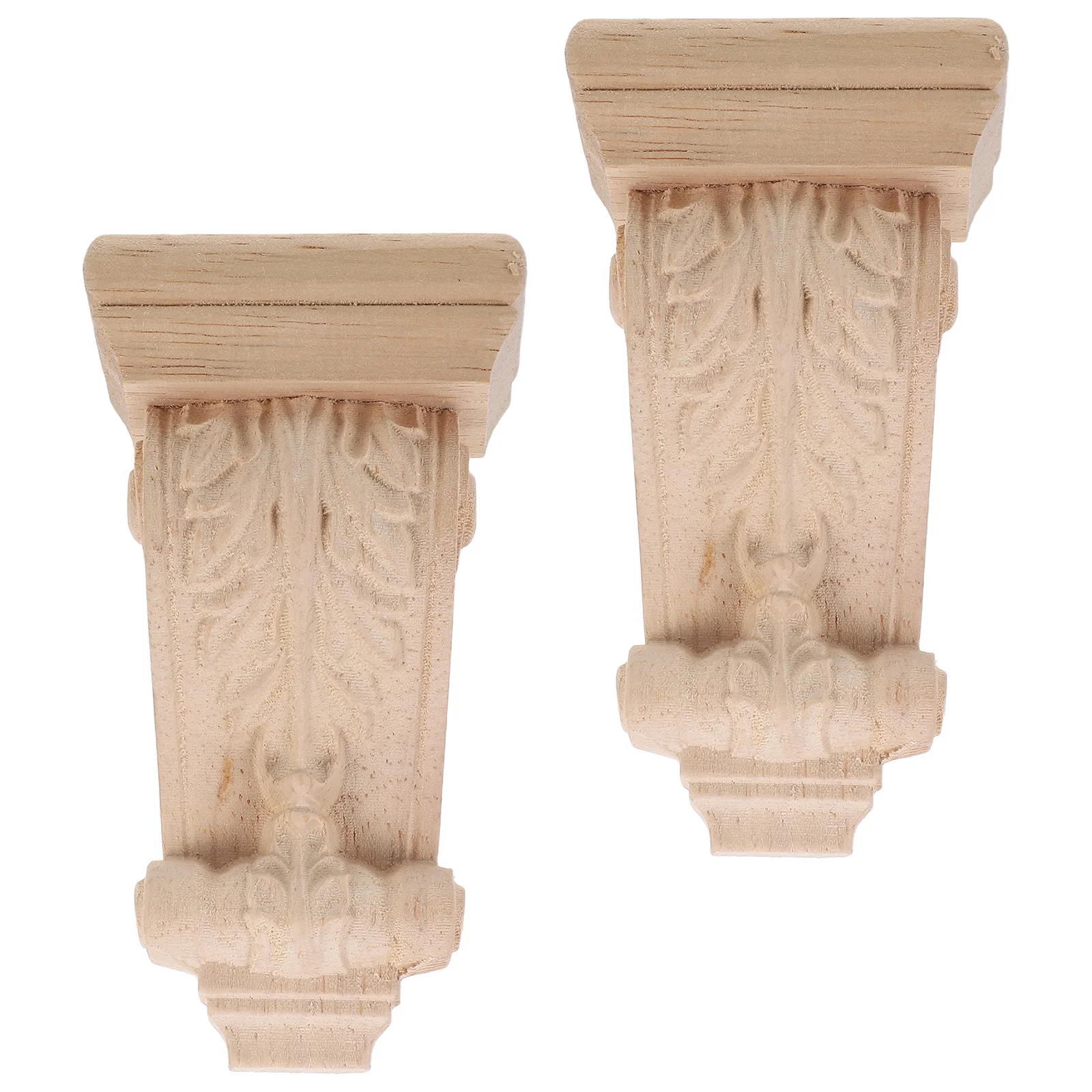 

2pcs Wooden Corbel Hand Carved Solid Wood For Roman Column Wall Vintage European Decorative Shelf Brackets - Rustic Floating