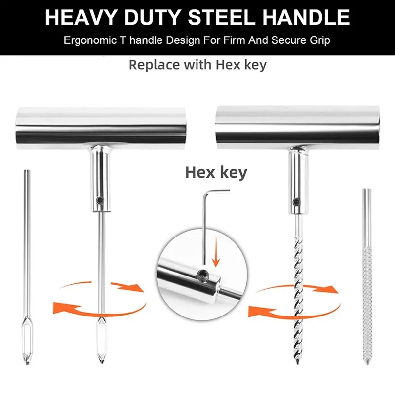 Auto Tire Repair Set Puncture Repair Tools Car Van Motorcycle Bike Emergency Heavy Duty Tubeless Tire Repair Rivet Set