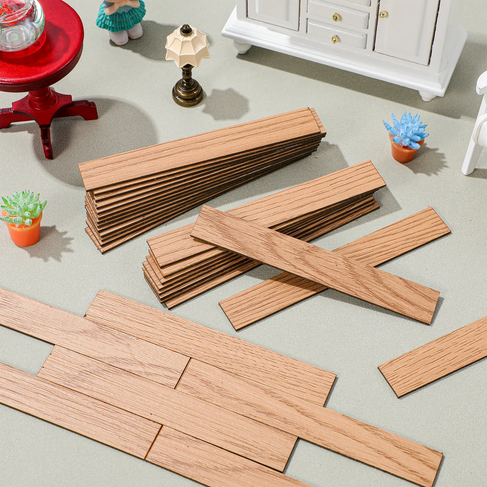 

40 шт. миниатюрных самоклеящихся реалистичных напольных досок из искусственного дерева для кукольного домика, аксессуары для интерьера своими руками