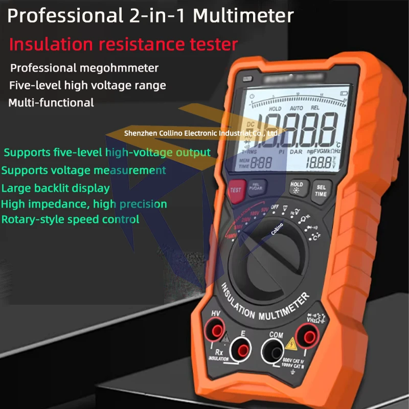 1pcs ZT-1000R High-Precision Digital Megohmmeter 1000V Insulation Resistance Tester Electronic Megohmmeter Multimeter