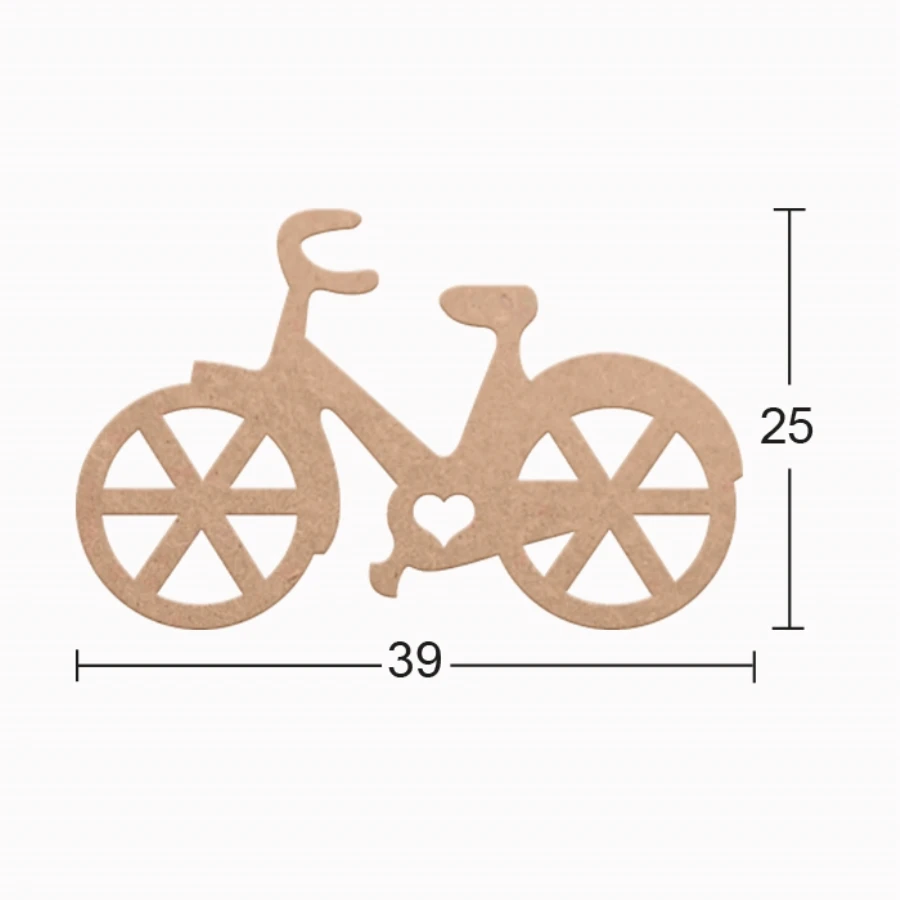 DS111 Decorative Wall Decoration Bicycle, Unpainted Mdf Trim