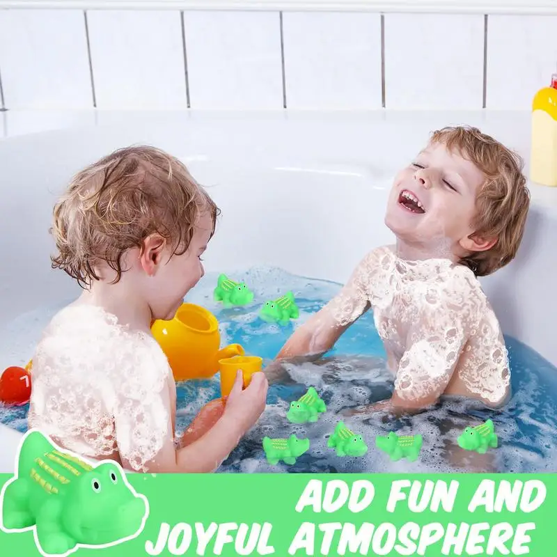 Rubber Crocodile Bath Toy 10PCS Squeeze Crocodile For Sound Cartoon Rubber Crocodile With Sound Crocodile Bath Toy Stress Relief