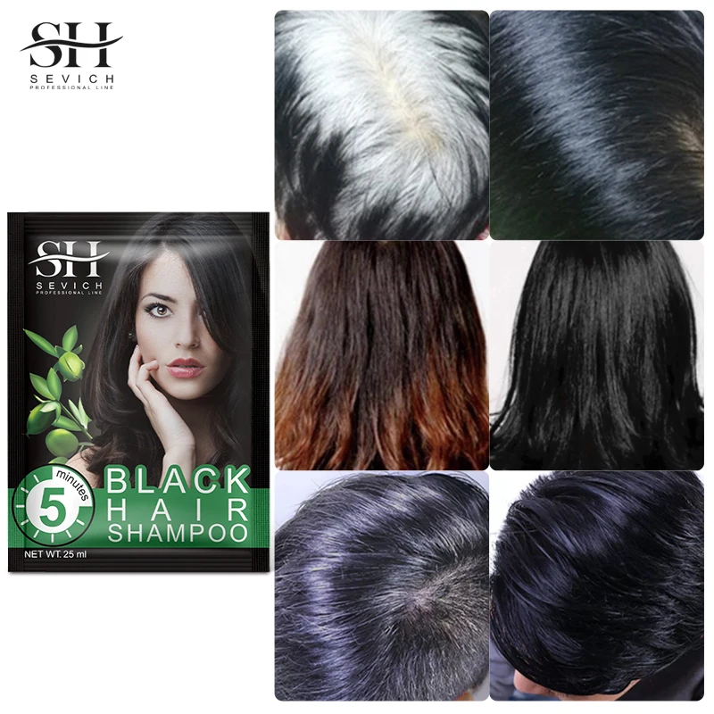 Sevich 25ml Black Hair Shampoo for Hair Dye Gel  5 Color Hair Color Gel 5 Minutes Grey White Hair Removal Dye Darkening Shiny
