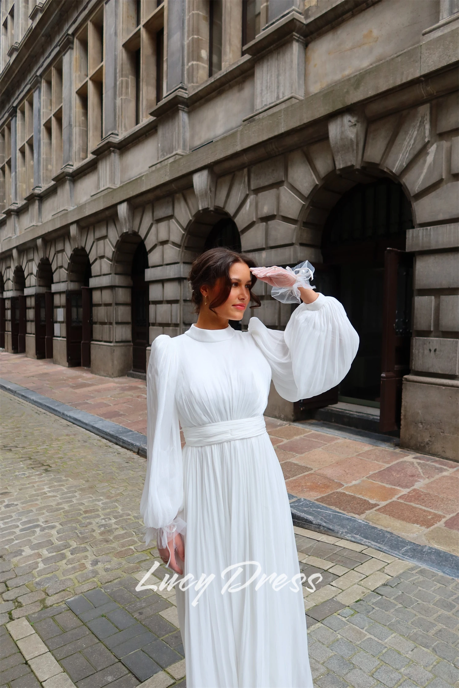 Lucy Maßgeschneidertes Hochzeitskleid in Übergröße, langärmeliges Hochzeitskleid, Hochzeitskleid, Kleider für besondere Anlässe, weißes Kleid