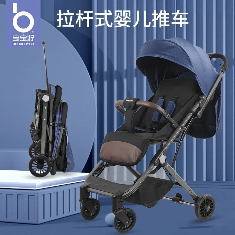 You can sit on a lie-down stroller with one button to pick up the car. Ultra-light baby stroller with high view with pull rod.