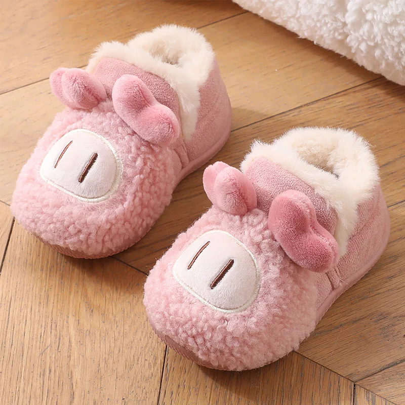 BotasWinter New Plush Child Snow Boot Plush Girl Cotton-padded Shoe Cute Boy House Shoe Cartoon Child Shoe Anti Slip Padded Boot