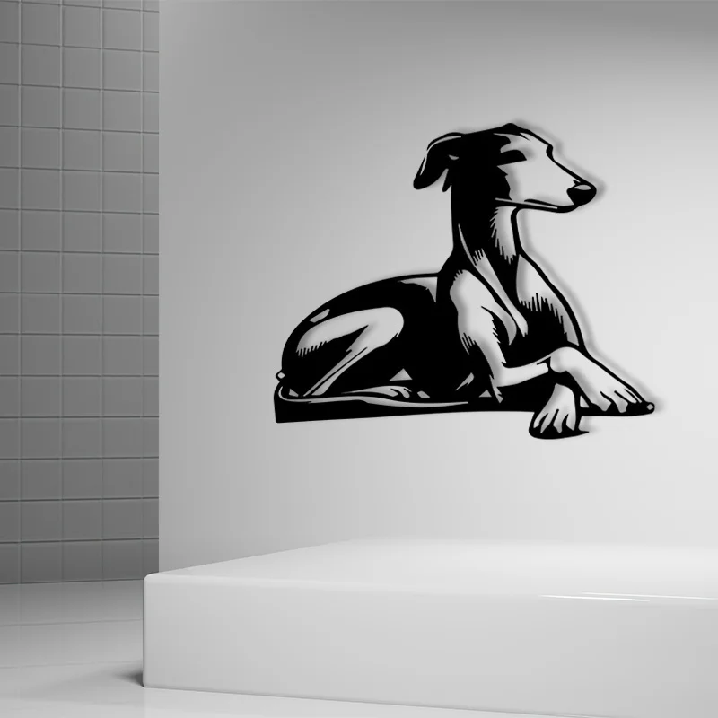 Vintage Greyhound Metal Wall Art – Powder Coated Iron Statue for Garden & Home Decor, Durable Modern Gift