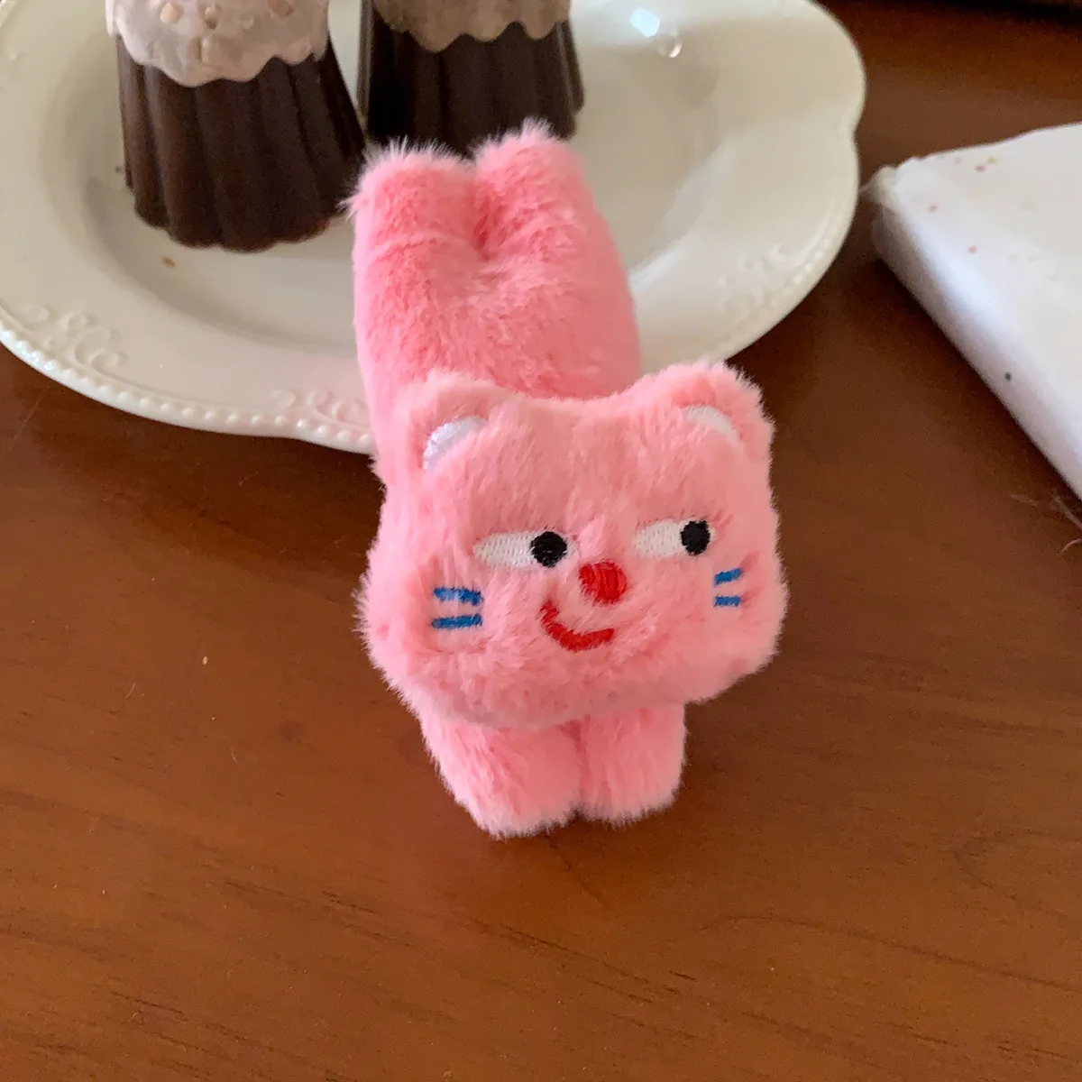 1pc Plush Pudding Bear Cartoon Hairpin Female Autumn/Winter Side notch Clip Cute BB Clip Hair Clip