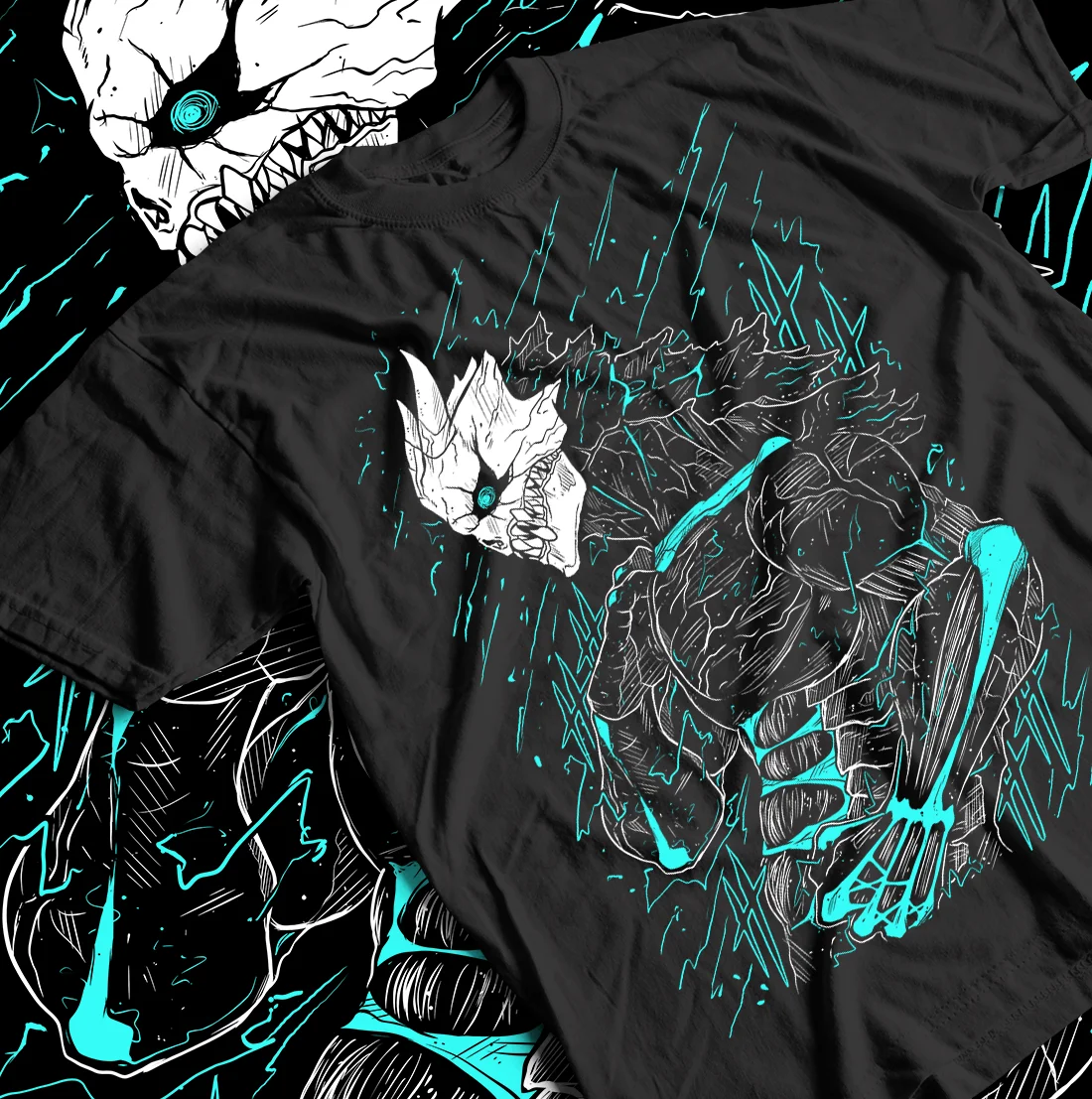 Camiseta Kaiju no 8, camisa negra con estampado de Mina Shiro kaij, Manga