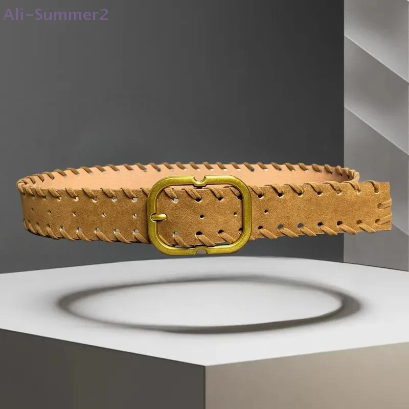 {Summer2} حزام Maillard Styles Retro Fashion من جلد الغزال مع حزام خصر بإبزيم معدني وحزام تزيين متعدد الاستخدامات #1