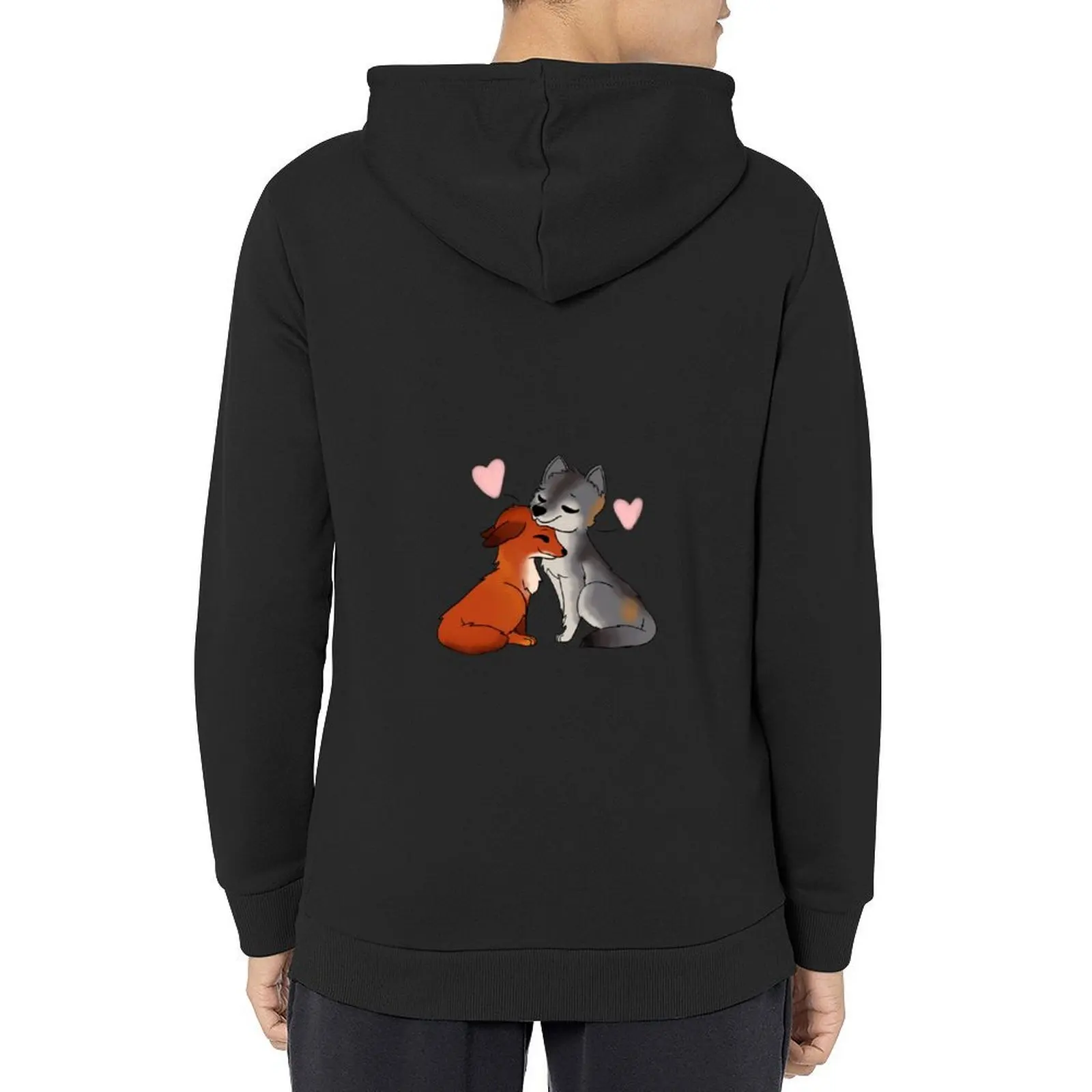 

Fox and Wolf Hearts Hoodie men clothing men's clothing korean clothes men's sweat-shirt hoodies for men