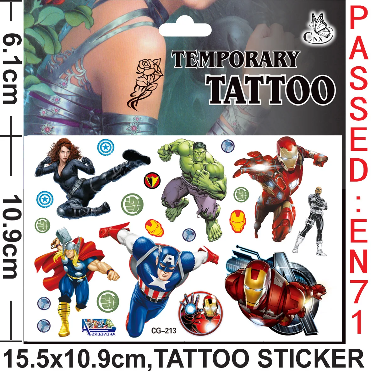 12Style Avengers Hero Super hero Tattoo Stickers Spider-Man Iron Man Hulk The Sticker Cartoon Kids Girls Birthday Gifts