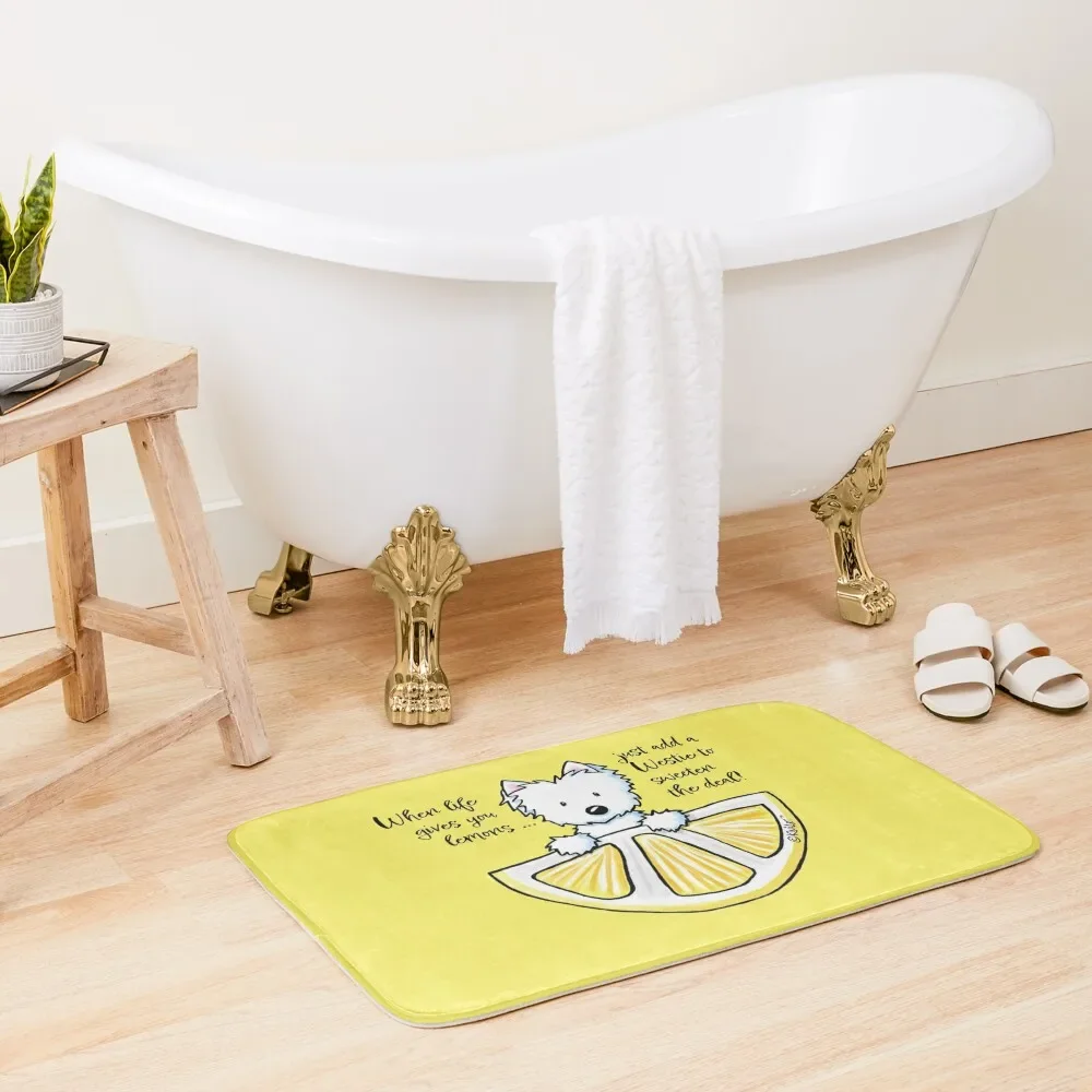 

KiniArt Life Lemons Westie Bath Mat Entrance Carpet Washable Non-Slip Kitchen Rug Carpet For Bath Anti-Skid Mat