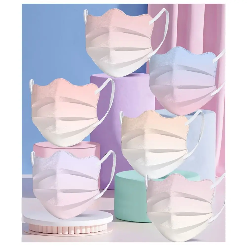 10PCS Schmetterlingsförmiges Design Einweg-Gesichtsmaske Farbverlauf Rouge Farbe V-Gesichtsschutz Gesichtsschutz 3-lagige Anti-Staub-Maske