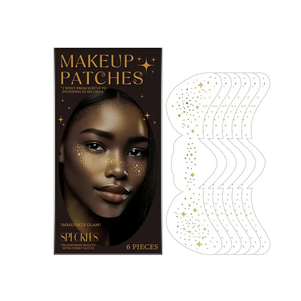 Tatuagem facial de sardas com glitter dourado, glitter e pontos temporários de sardas, adesivos corporais à prova d'água, festival de rosto mak k6p2