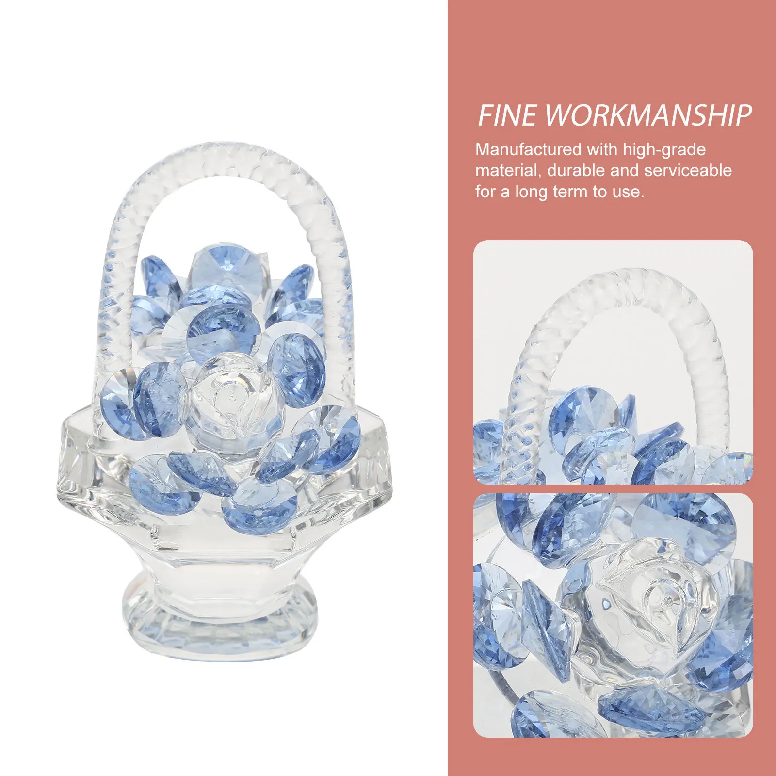 

Crystal Flower Basket Delicate Crystal Figurines for Home Tabletop Car Interior Decoration Wedding Gift Home Decoration
