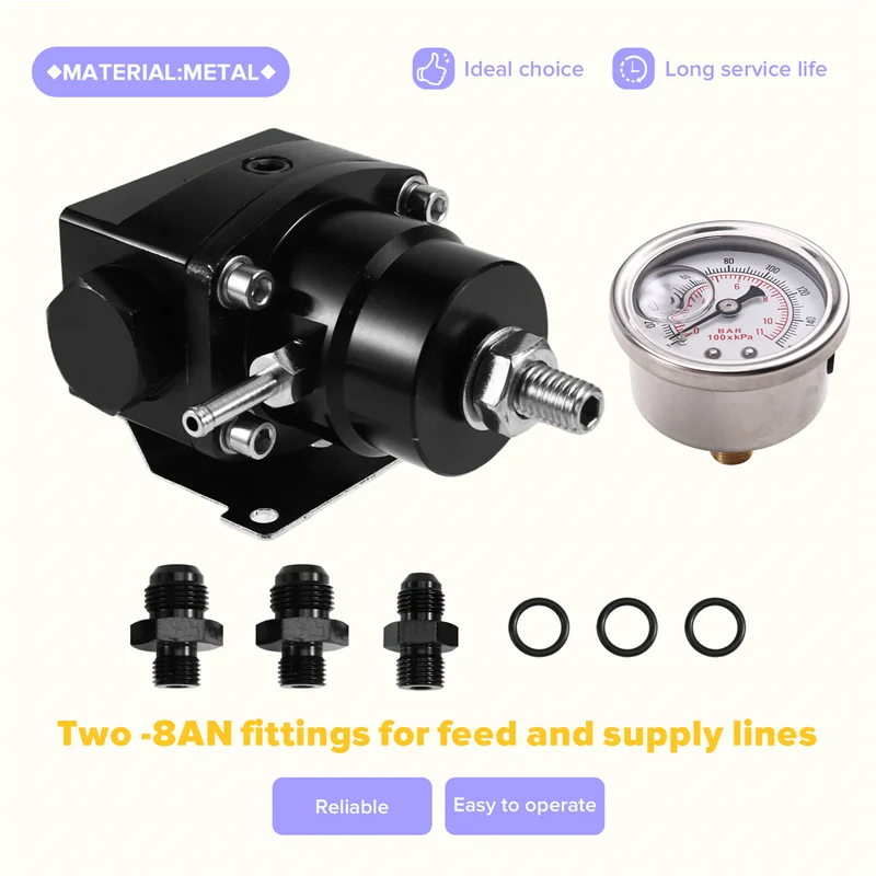 

NEW-AN8 Fuel Inject Regulator High Pressure Fuel Regulator With Fuel Pressure Regulator Kit Boost Gauge
