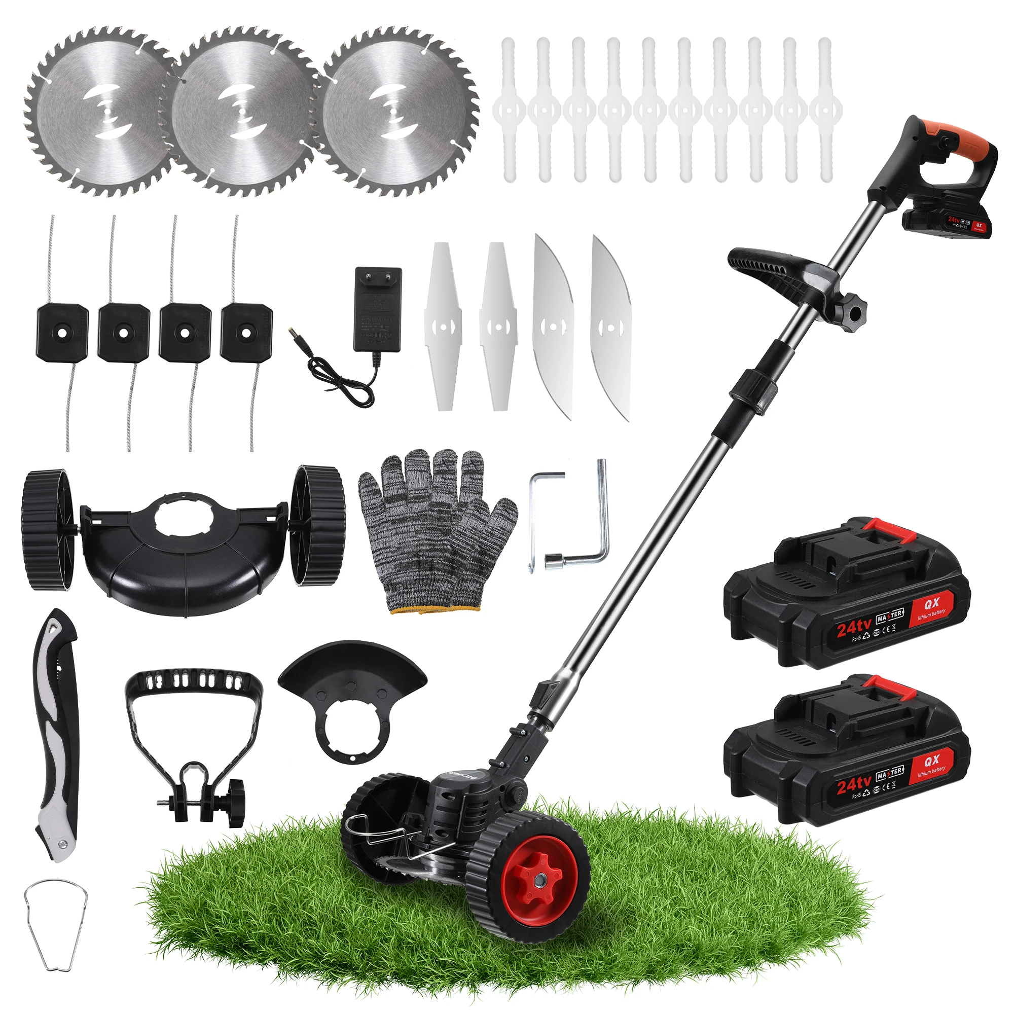 Electric Lawn Mower Cordless Grass Trimmer 21V 1300mAh Rechargeable Battery Fast Charger Power Electric Lawn Mower Garden Tools