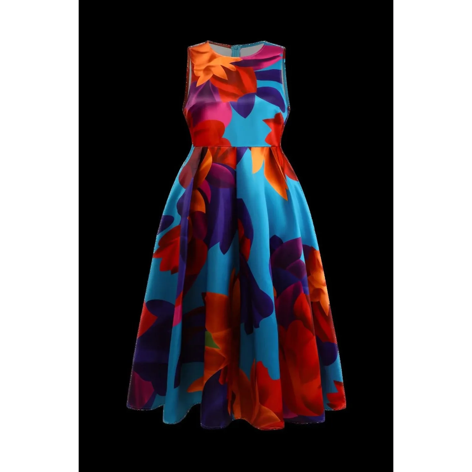 

Женская майка-топ больших размеров с цветочным принтом, круглым вырезом, средней длины, А-силуэта, без рукавов, Cleanfit, утолщенная, модная